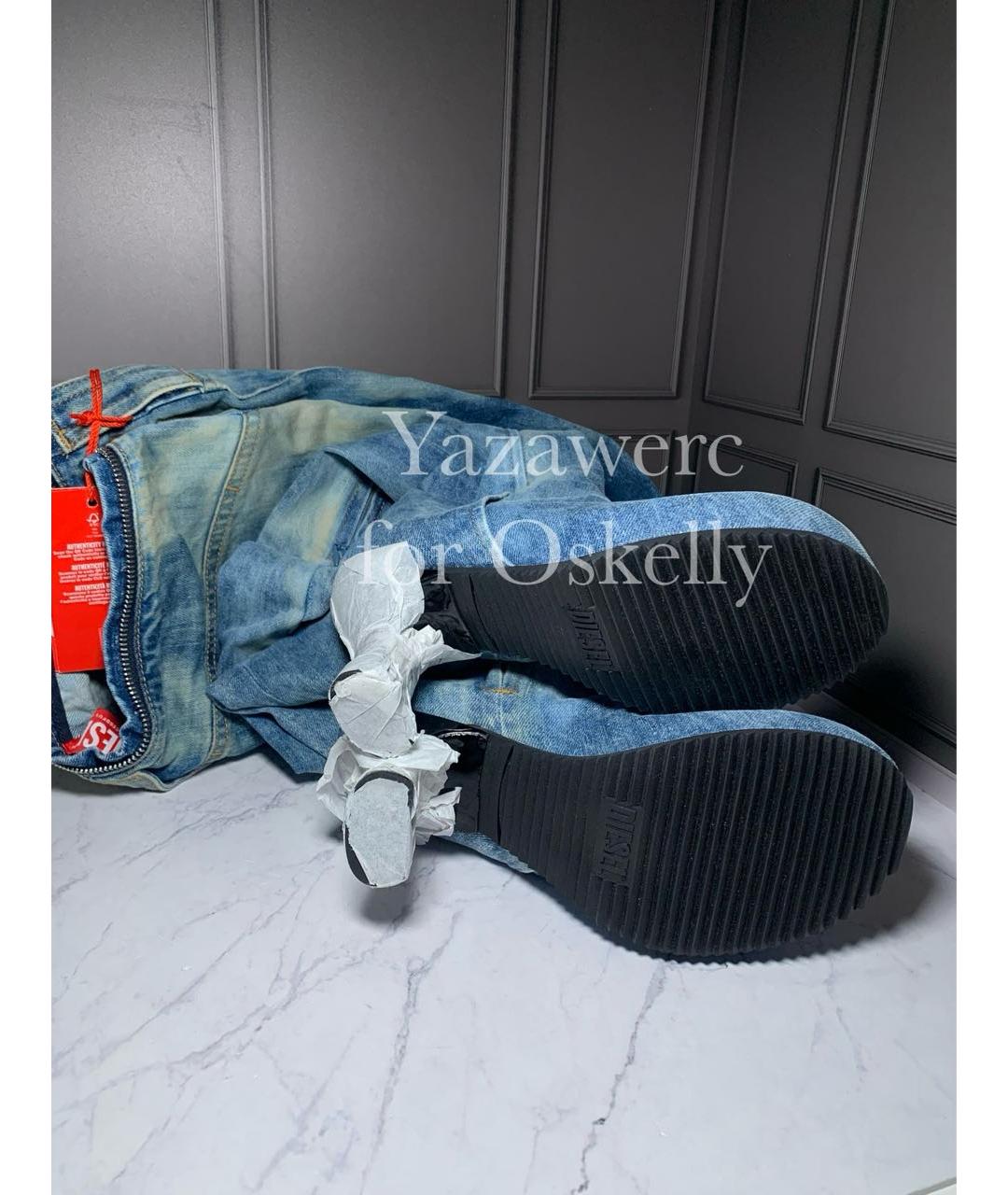 DIESEL Голубые хлопковые прямые джинсы, фото 7