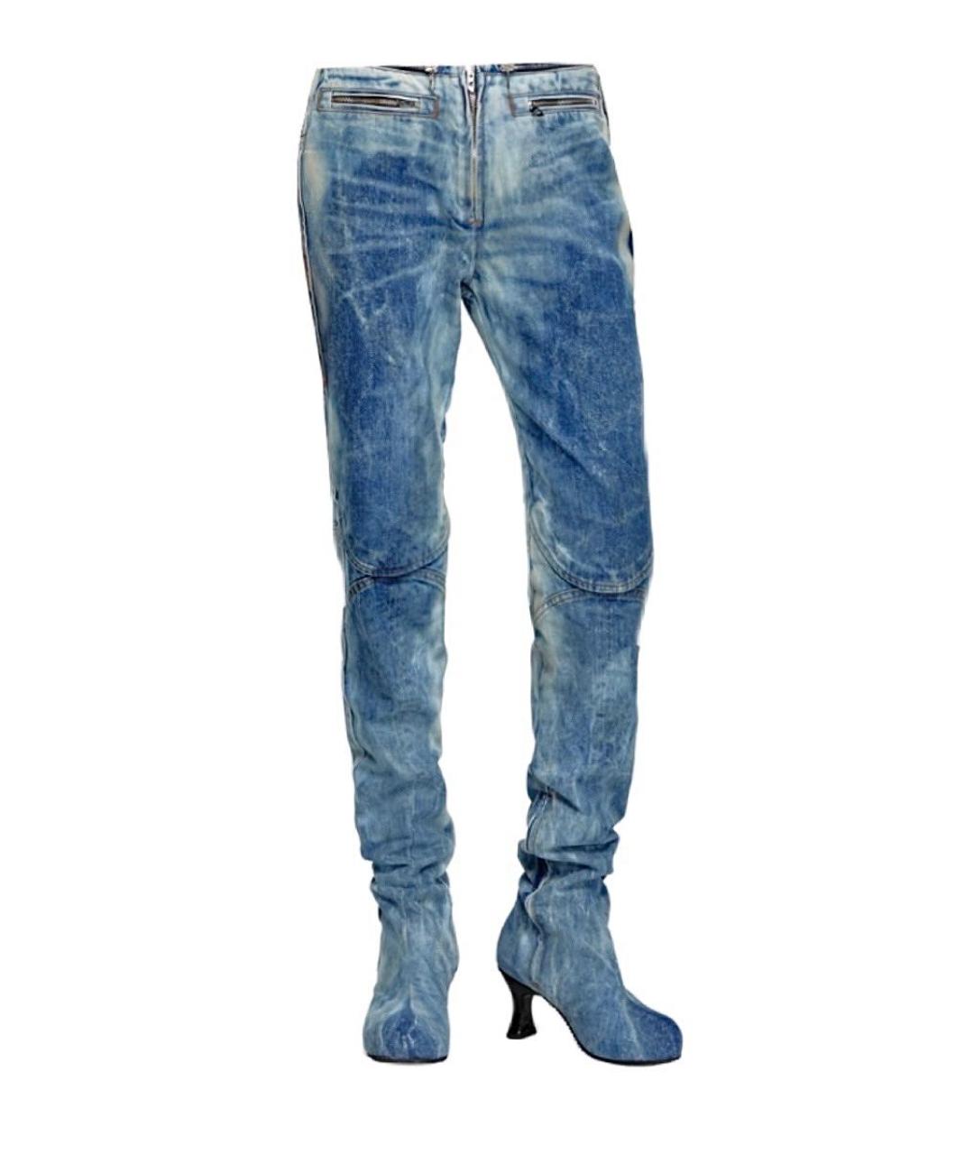 DIESEL Голубые хлопковые прямые джинсы, фото 9