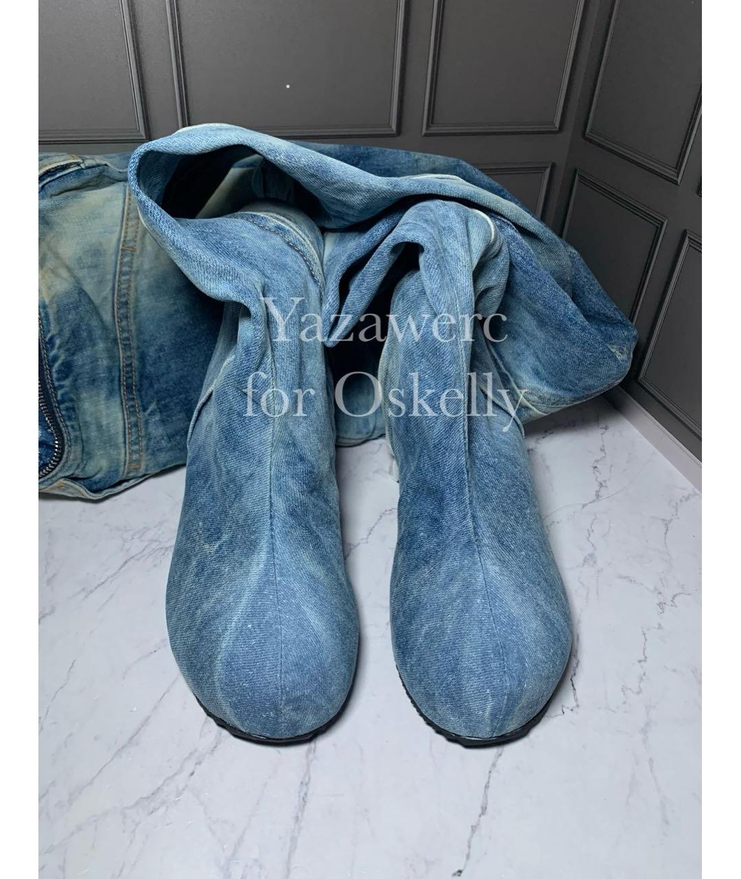 DIESEL Голубые хлопковые прямые джинсы, фото 5