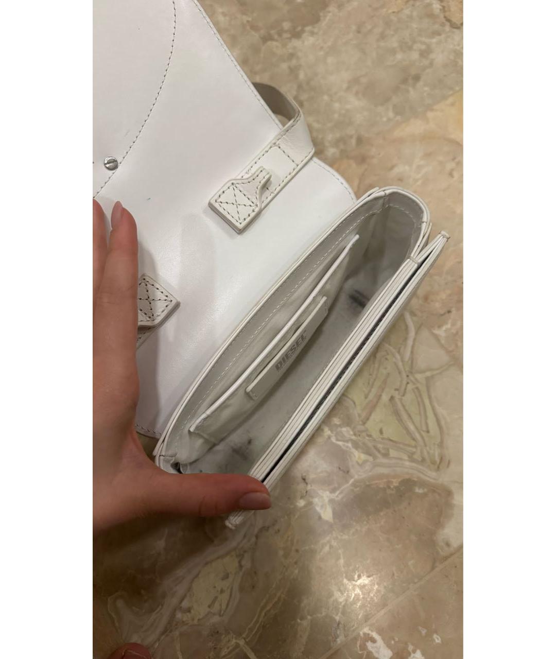 DIESEL Белая кожаная сумка с короткими ручками, фото 4