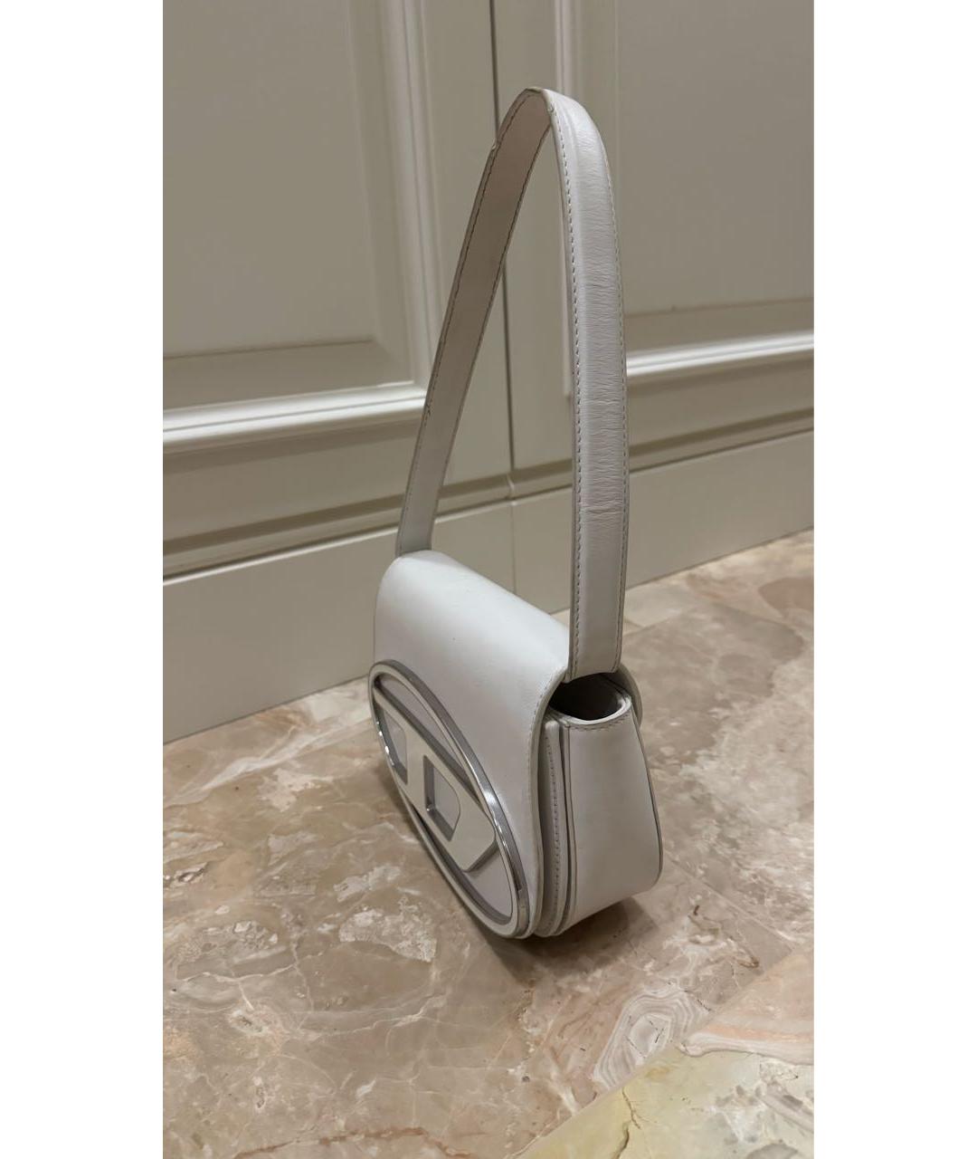 DIESEL Белая кожаная сумка с короткими ручками, фото 2