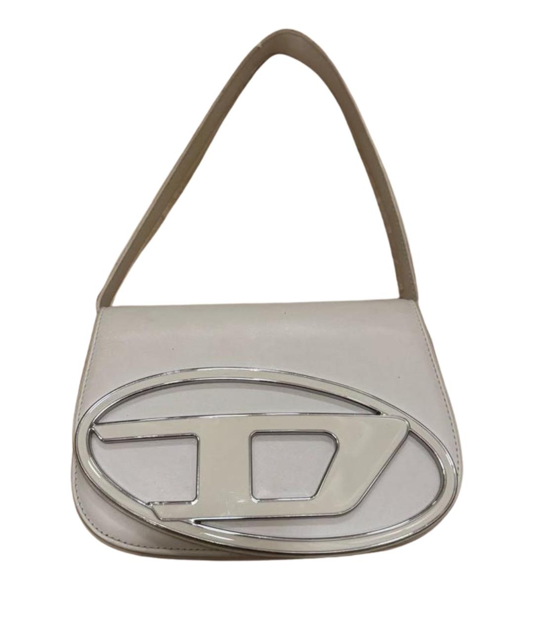 DIESEL Белая кожаная сумка с короткими ручками, фото 1