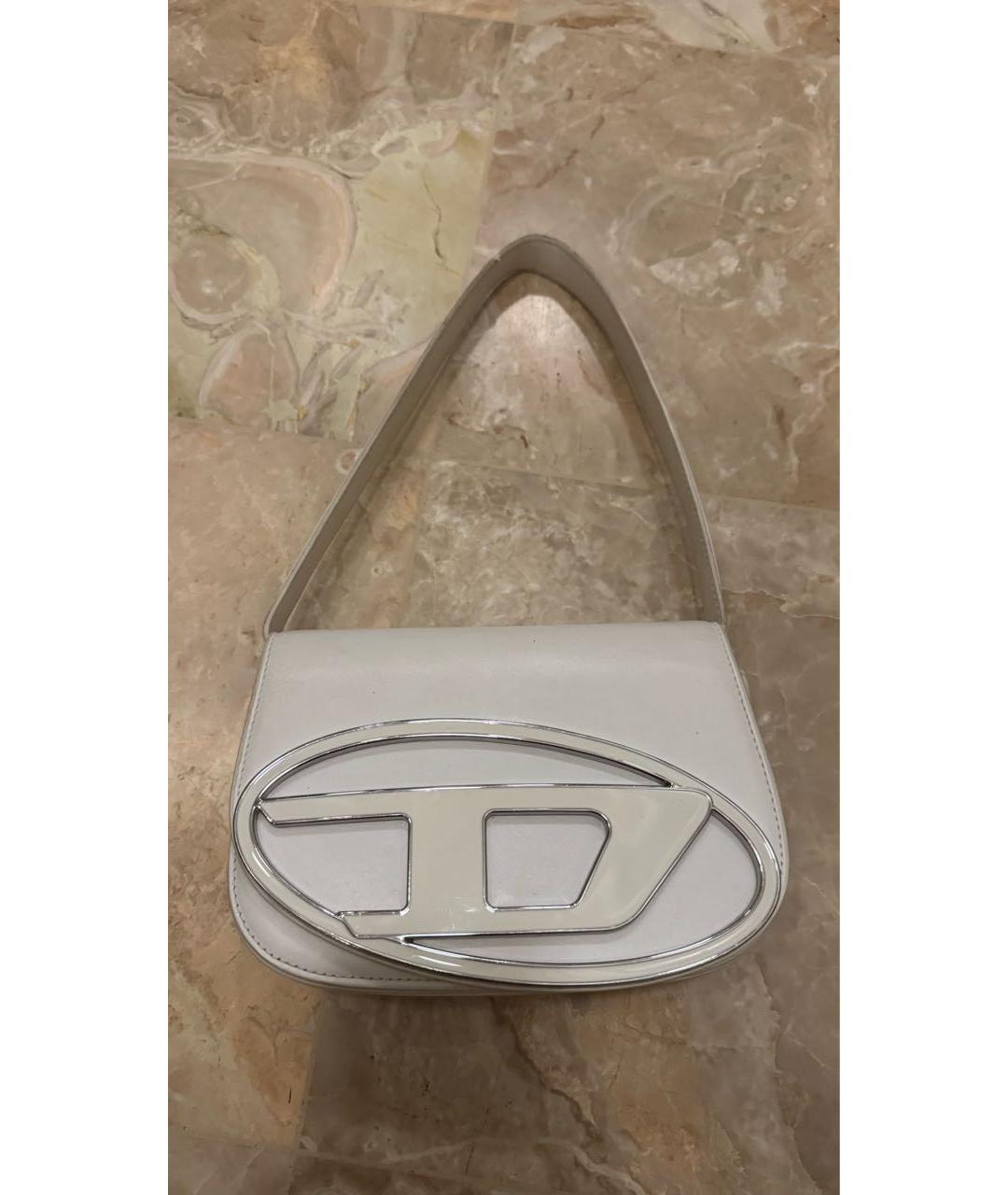 DIESEL Белая кожаная сумка с короткими ручками, фото 5