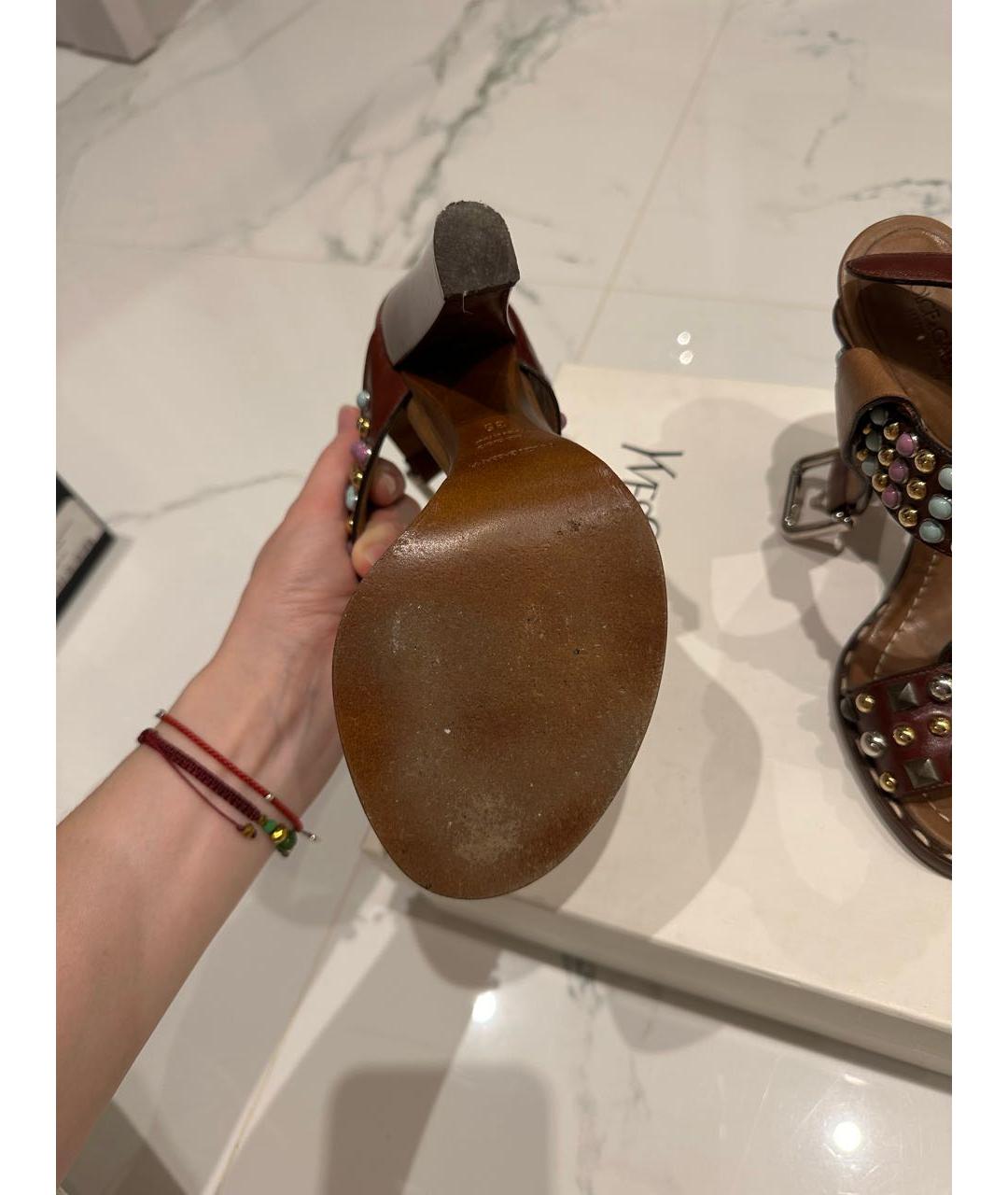 DOLCE&GABBANA Коричневые кожаные босоножки, фото 7