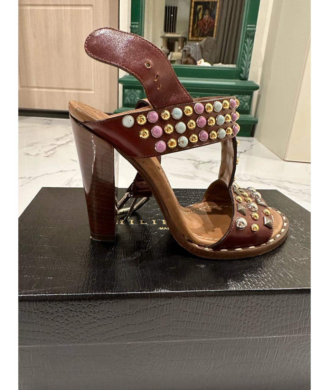 DOLCE&GABBANA Коричневые кожаные босоножки, фото 8