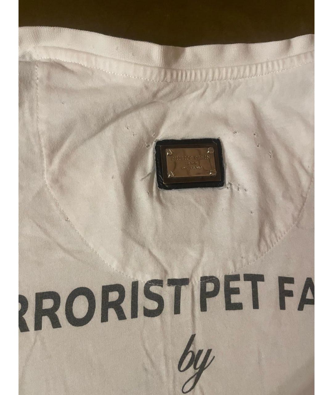 PHILIPP PLEIN Белая хлопковая футболка, фото 3