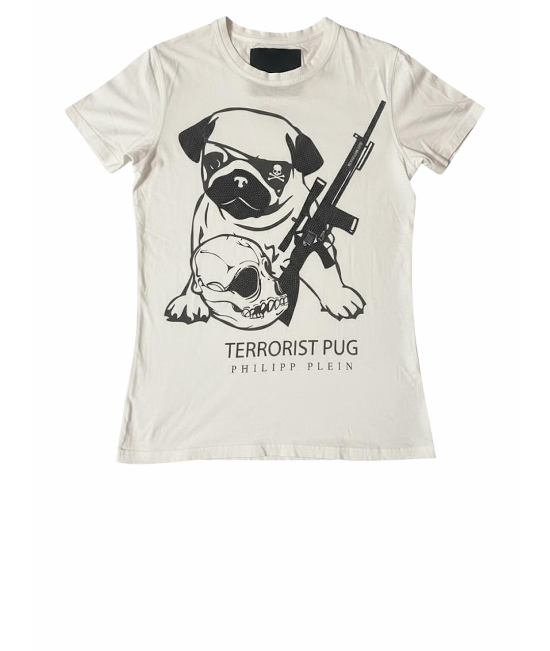 PHILIPP PLEIN Белая хлопковая футболка, фото 1