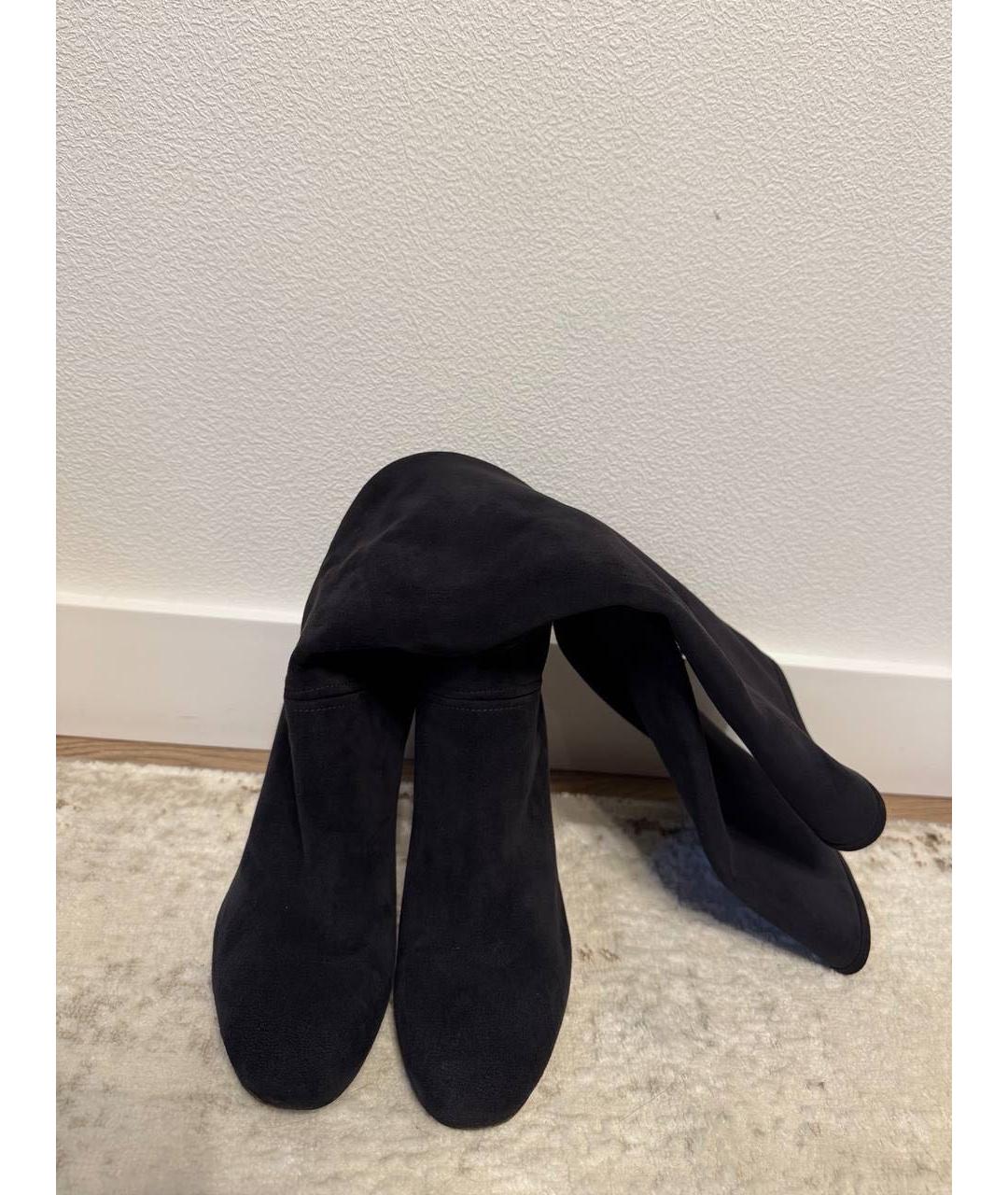 LORO PIANA Черные замшевые сапоги, фото 3