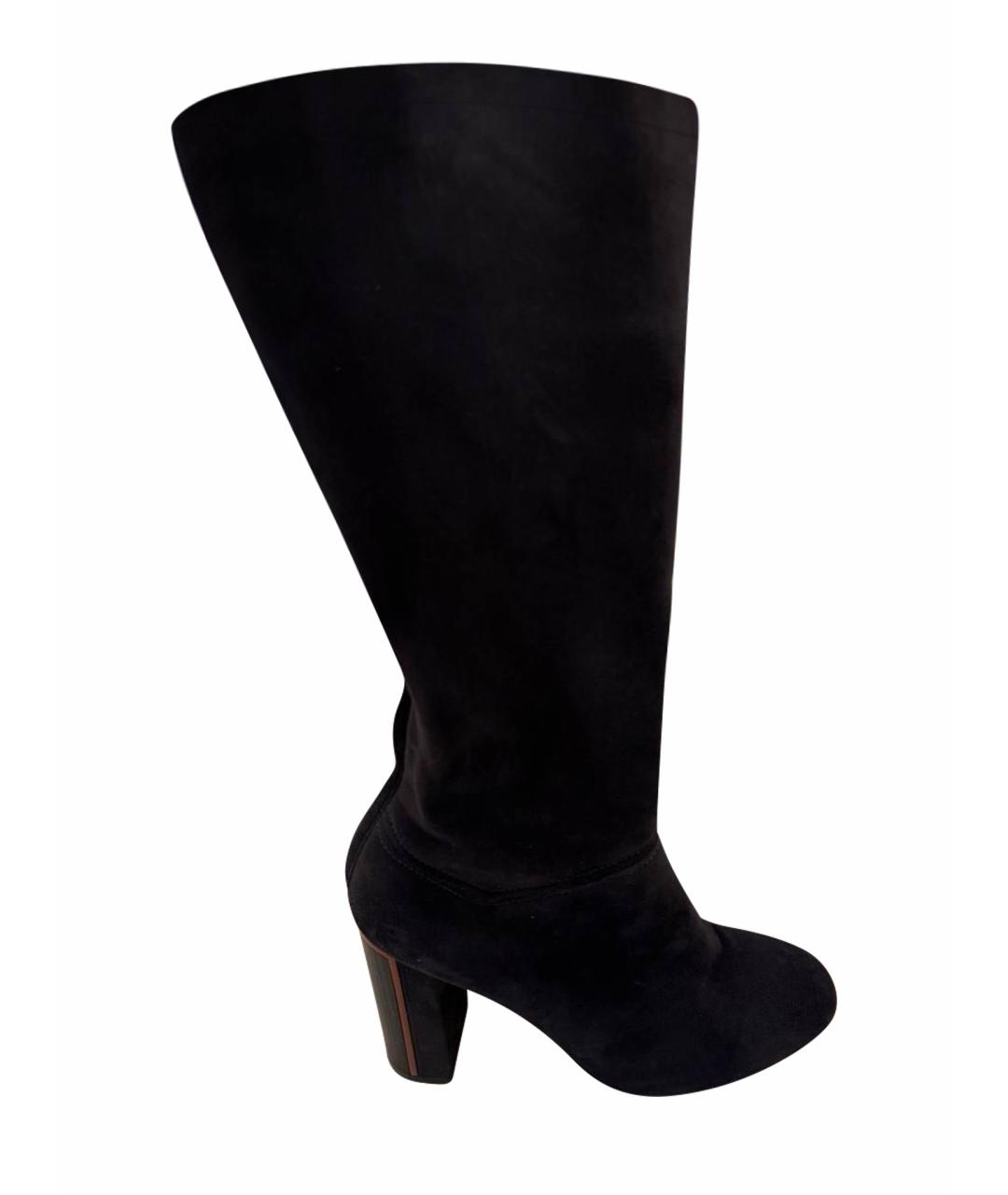 LORO PIANA Черные замшевые сапоги, фото 1