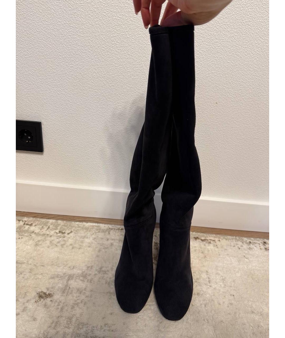 LORO PIANA Черные замшевые сапоги, фото 2