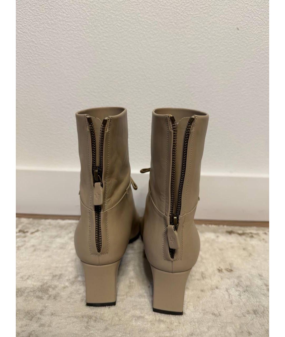 LORO PIANA Бежевые кожаные ботфорты, фото 4