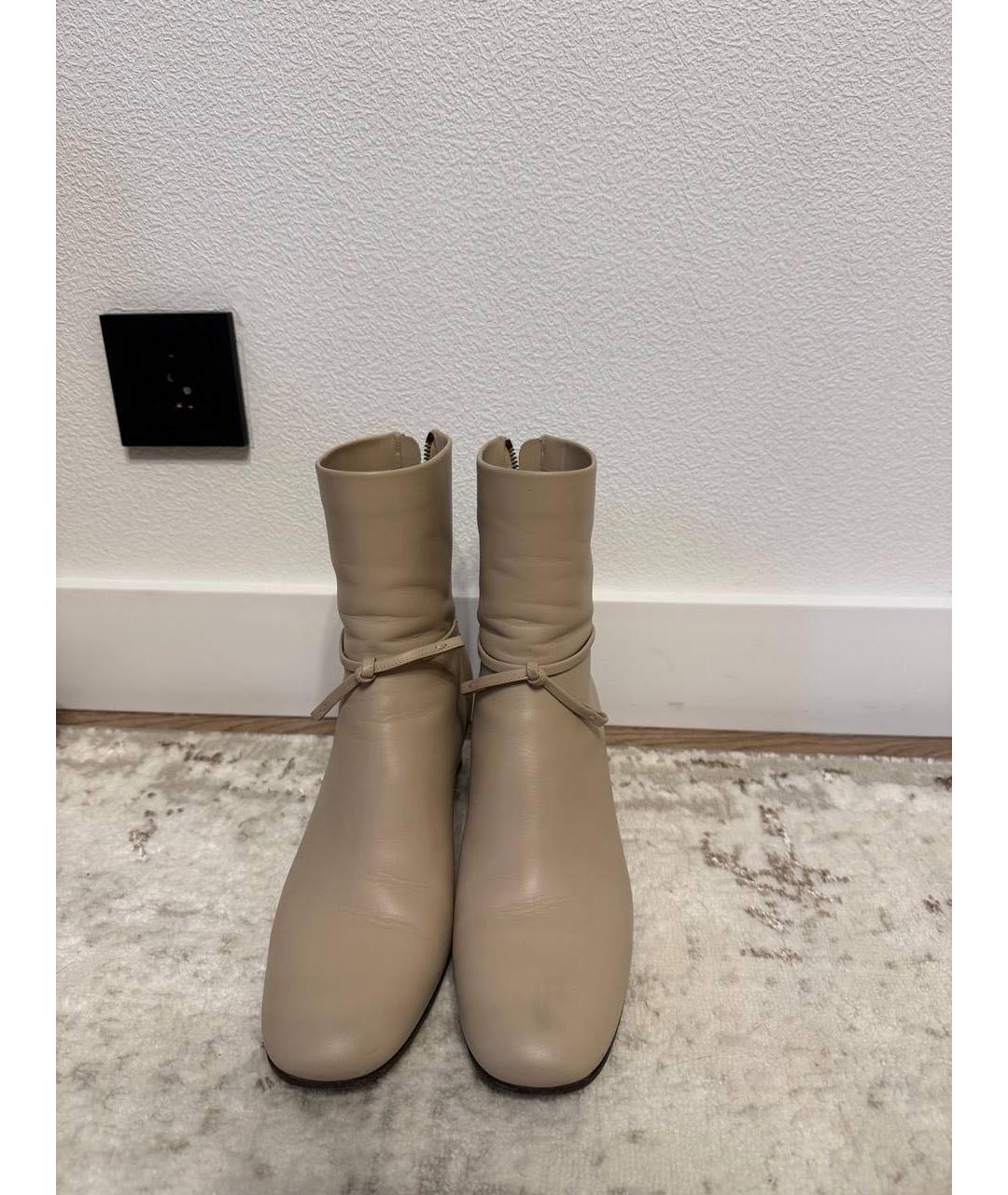 LORO PIANA Бежевые кожаные ботфорты, фото 2