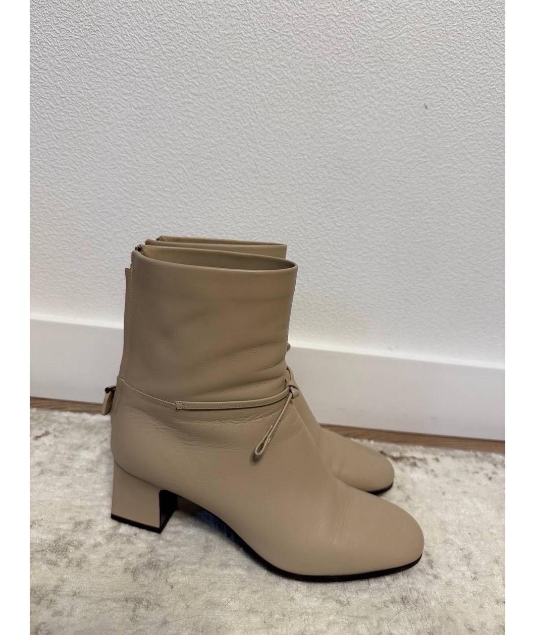 LORO PIANA Бежевые кожаные ботфорты, фото 5