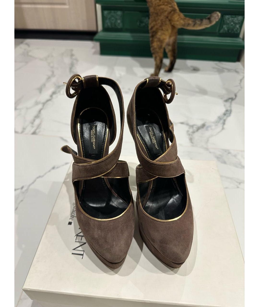 DOLCE&GABBANA Коричневые замшевые туфли, фото 2