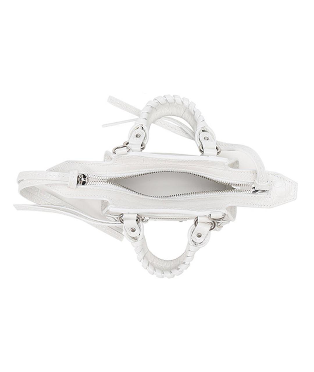 BALENCIAGA Белая кожаная сумка через плечо, фото 6