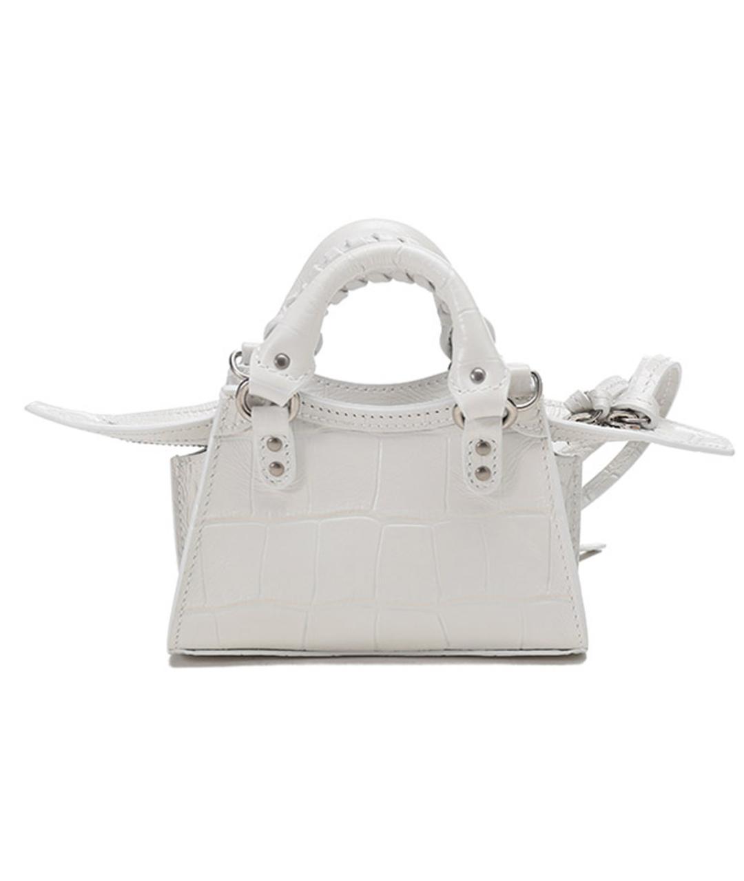 BALENCIAGA Белая кожаная сумка через плечо, фото 4