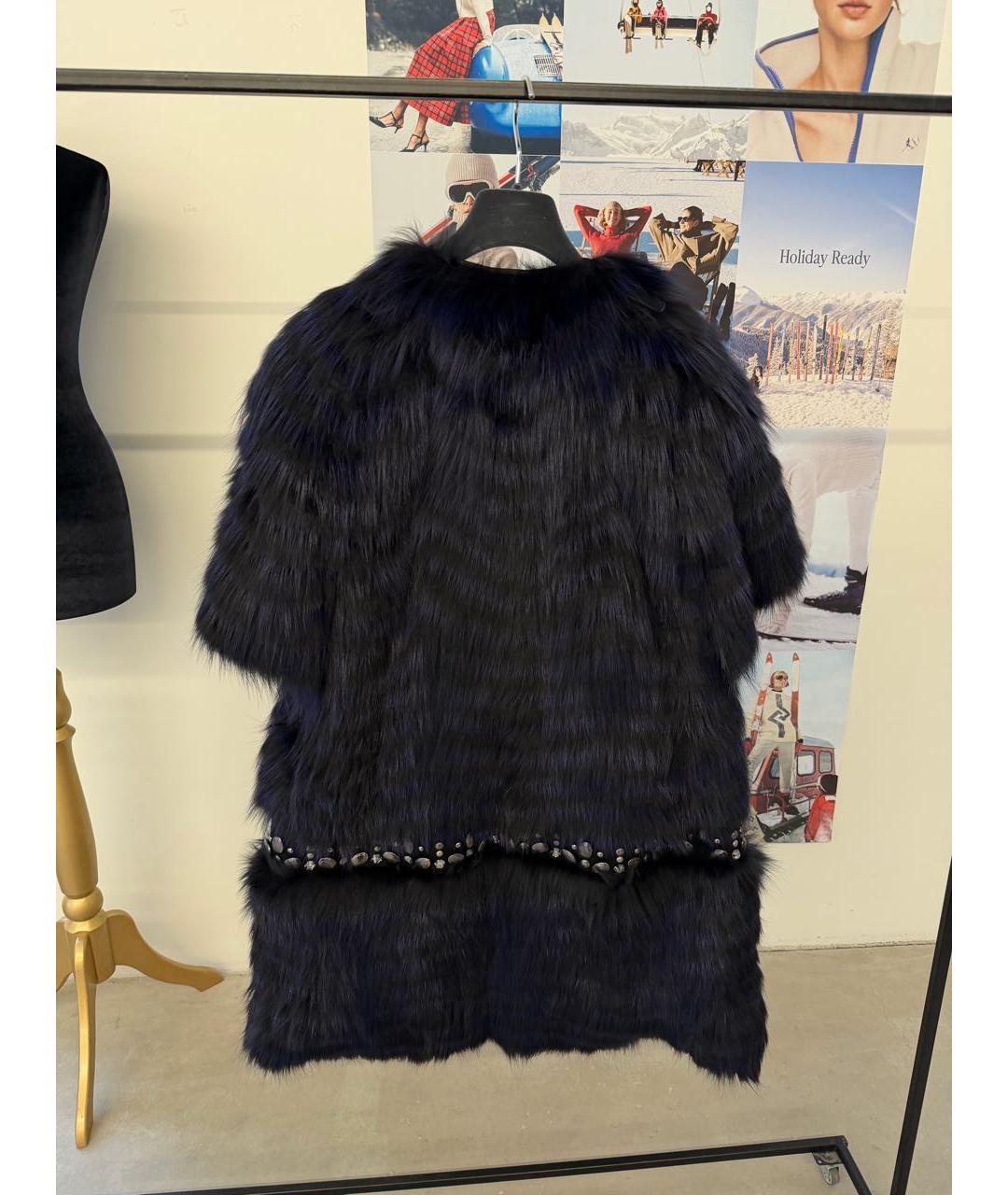 CHRISTIAN DIOR Темно-синее меховое пальто, фото 6