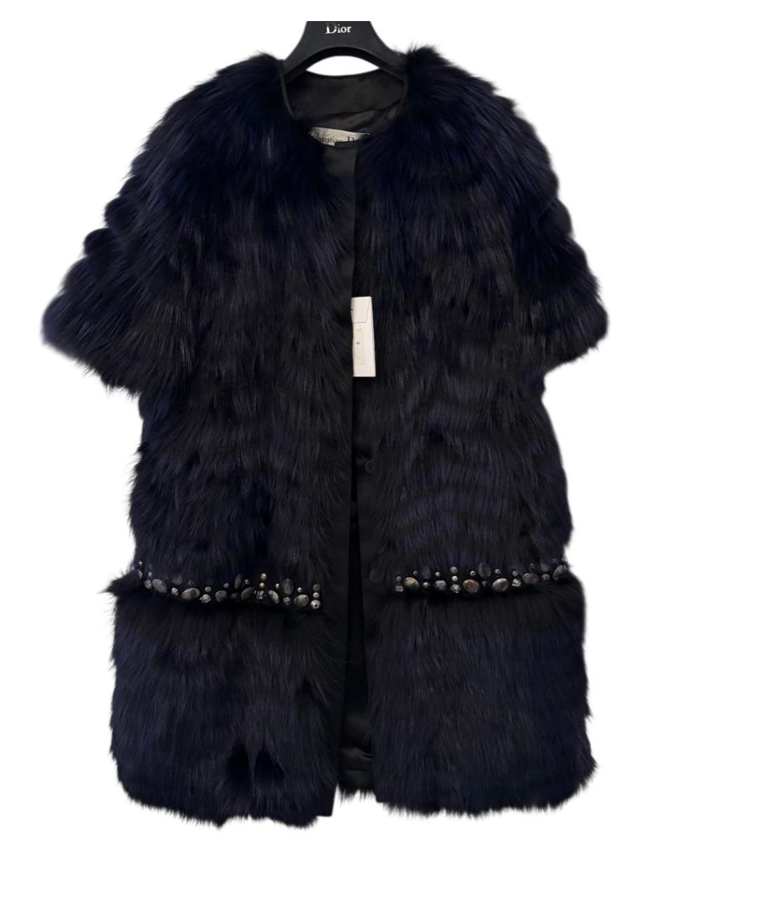CHRISTIAN DIOR Темно-синее меховое пальто, фото 9