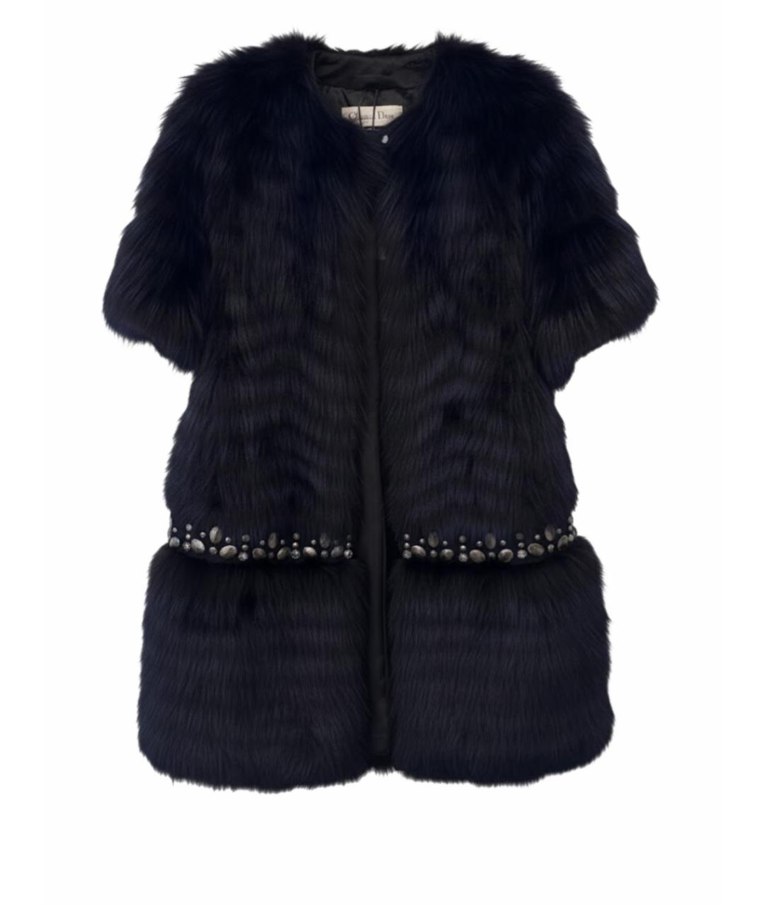 CHRISTIAN DIOR Темно-синее меховое пальто, фото 1