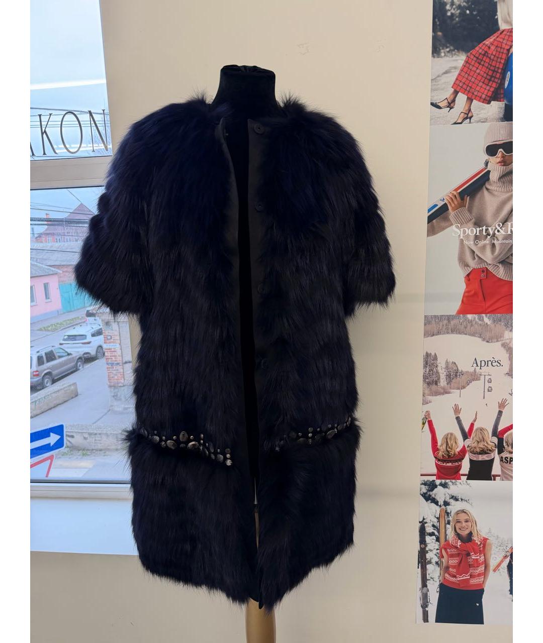 CHRISTIAN DIOR Темно-синее меховое пальто, фото 2