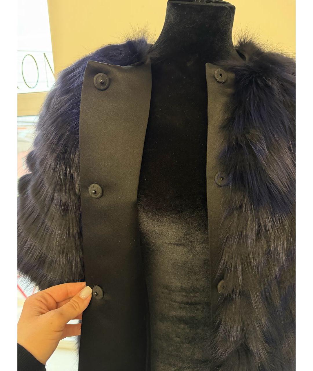 CHRISTIAN DIOR Темно-синее меховое пальто, фото 3