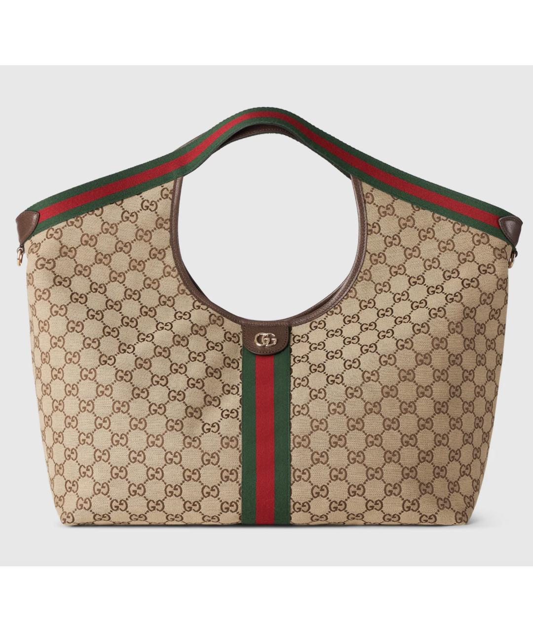 GUCCI Бежевая жаккардовая сумка тоут, фото 8