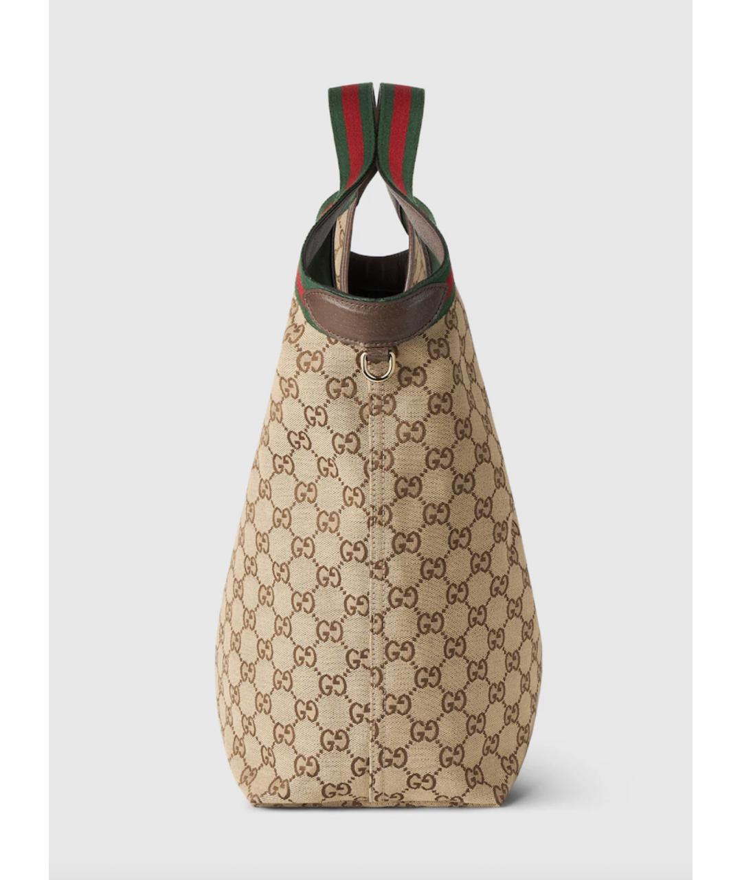 GUCCI Бежевая жаккардовая сумка тоут, фото 6