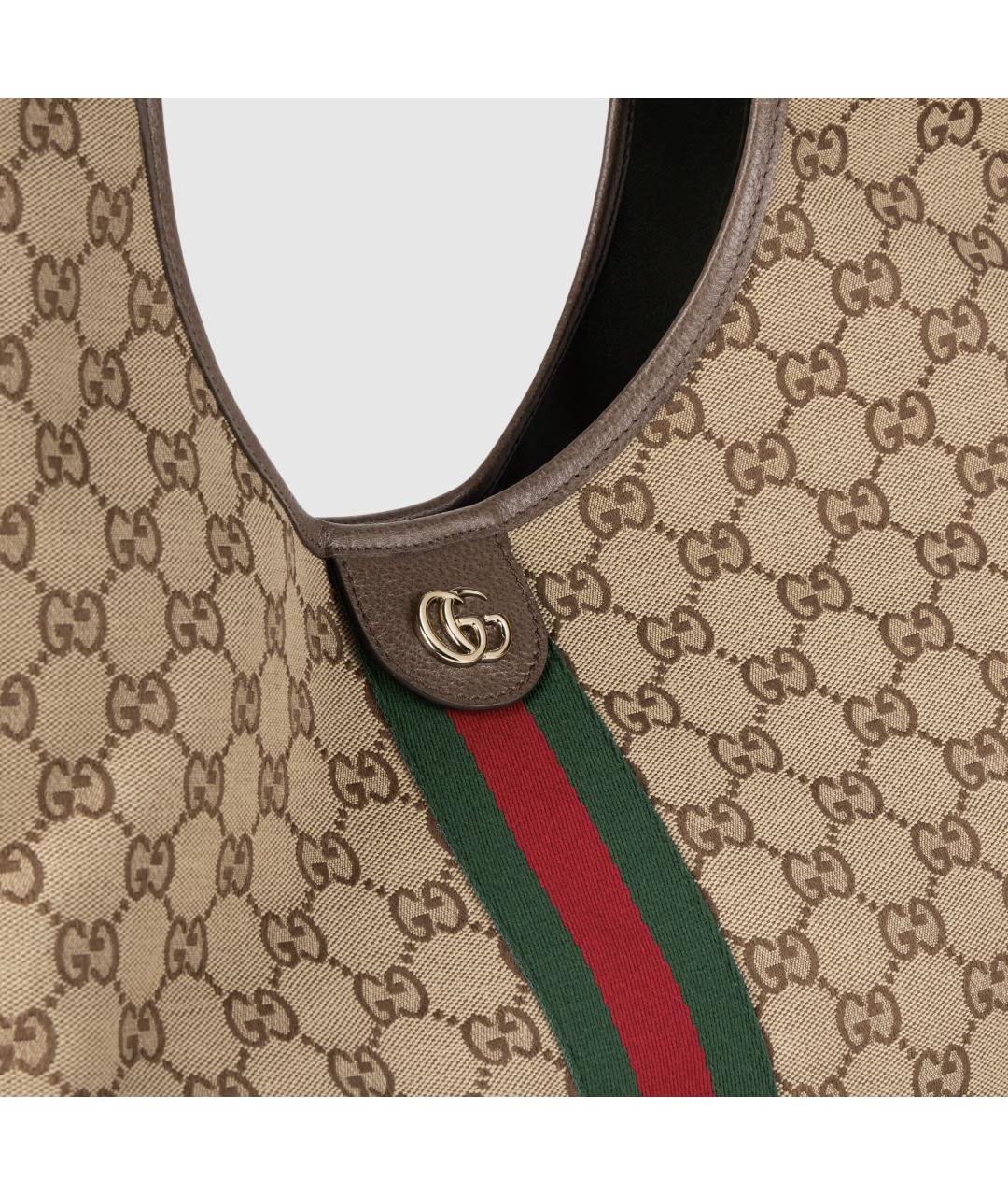 GUCCI Бежевая жаккардовая сумка тоут, фото 5