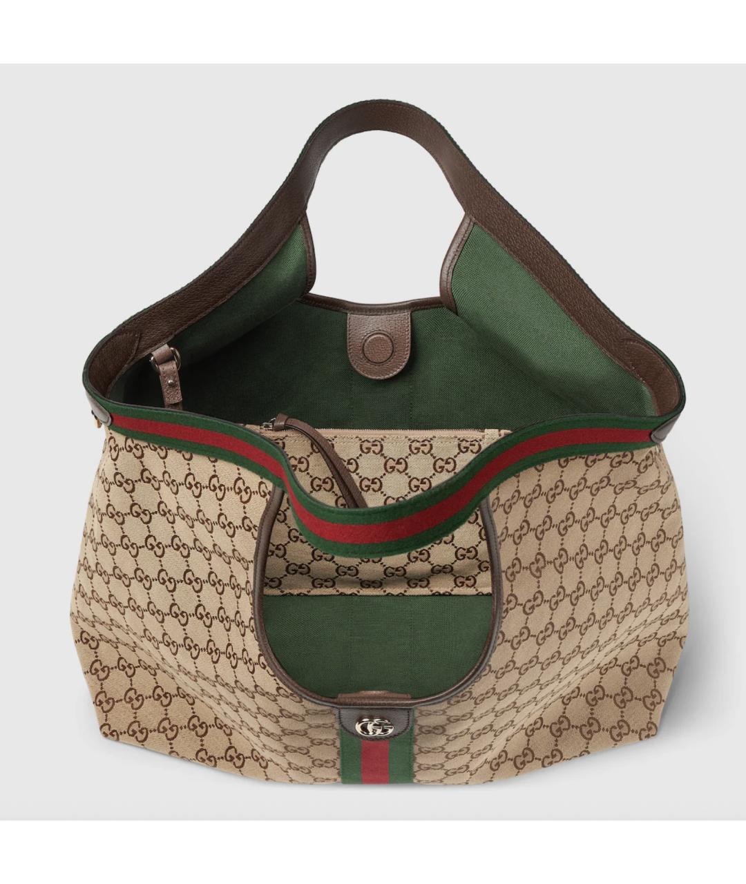 GUCCI Бежевая жаккардовая сумка тоут, фото 7