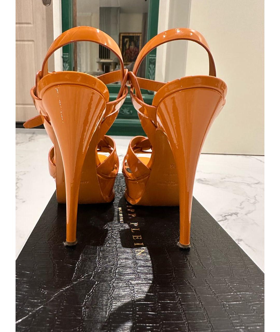SAINT LAURENT Оранжевое босоножки из лакированной кожи, фото 5