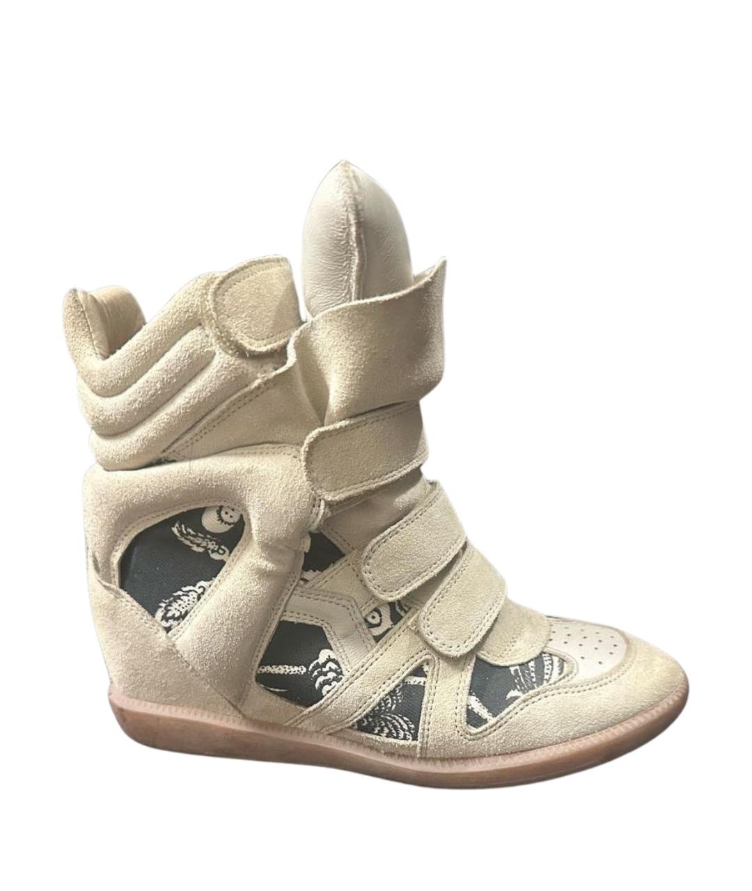 ISABEL MARANT Бежевые замшевые кроссовки, фото 1