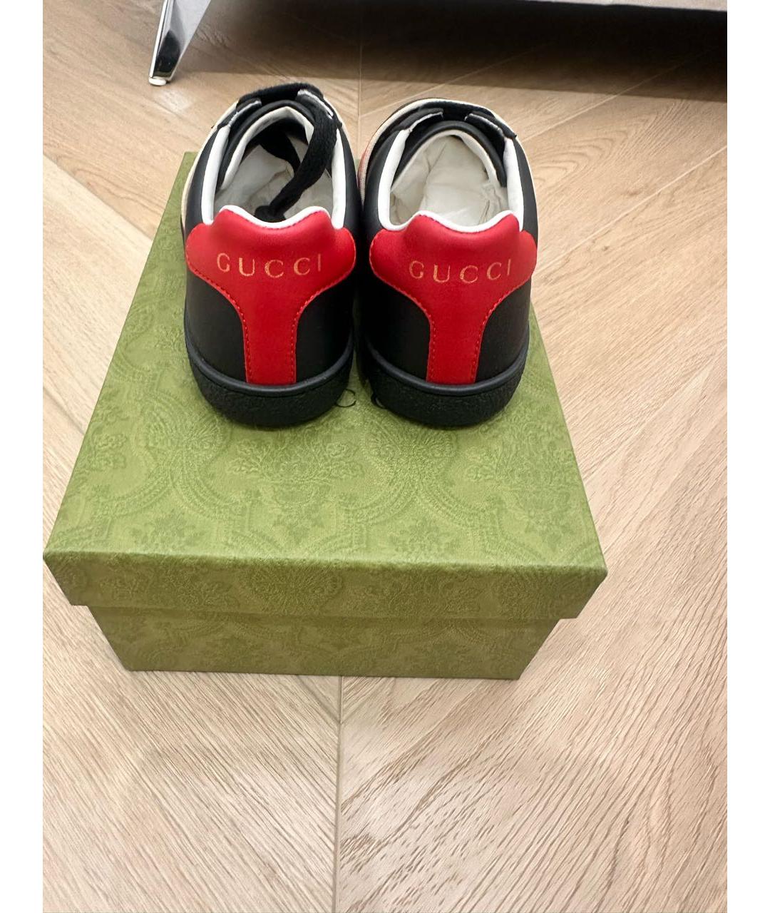 GUCCI KIDS Черные кожаные кеды, фото 4