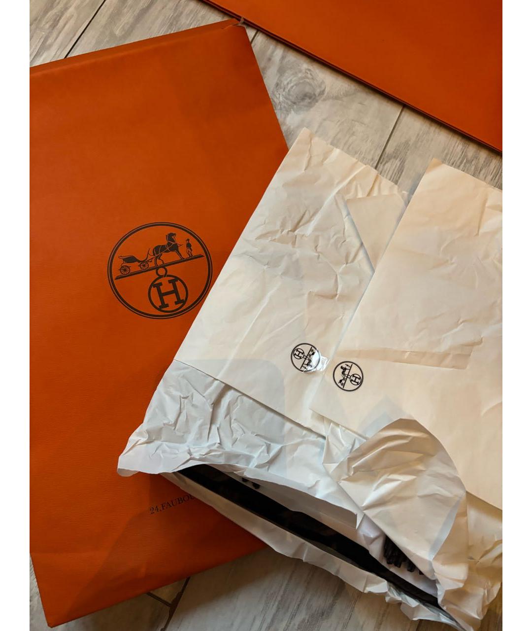 HERMES Коричневый кашемировый шарф, фото 2