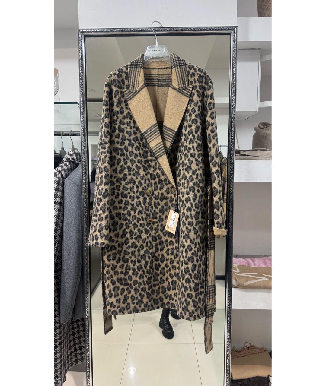 TWIN-SET Коричневое шерстяное пальто, фото 5