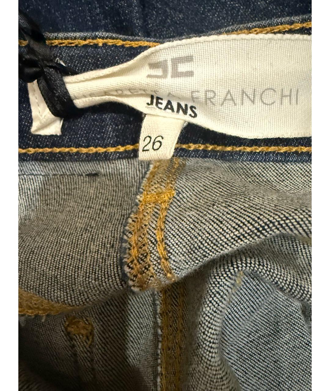 ELISABETTA FRANCHI Темно-синие хлопко-эластановые джинсы слим, фото 4