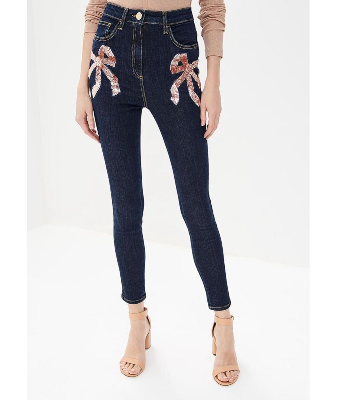 ELISABETTA FRANCHI Темно-синие хлопко-эластановые джинсы слим, фото 2