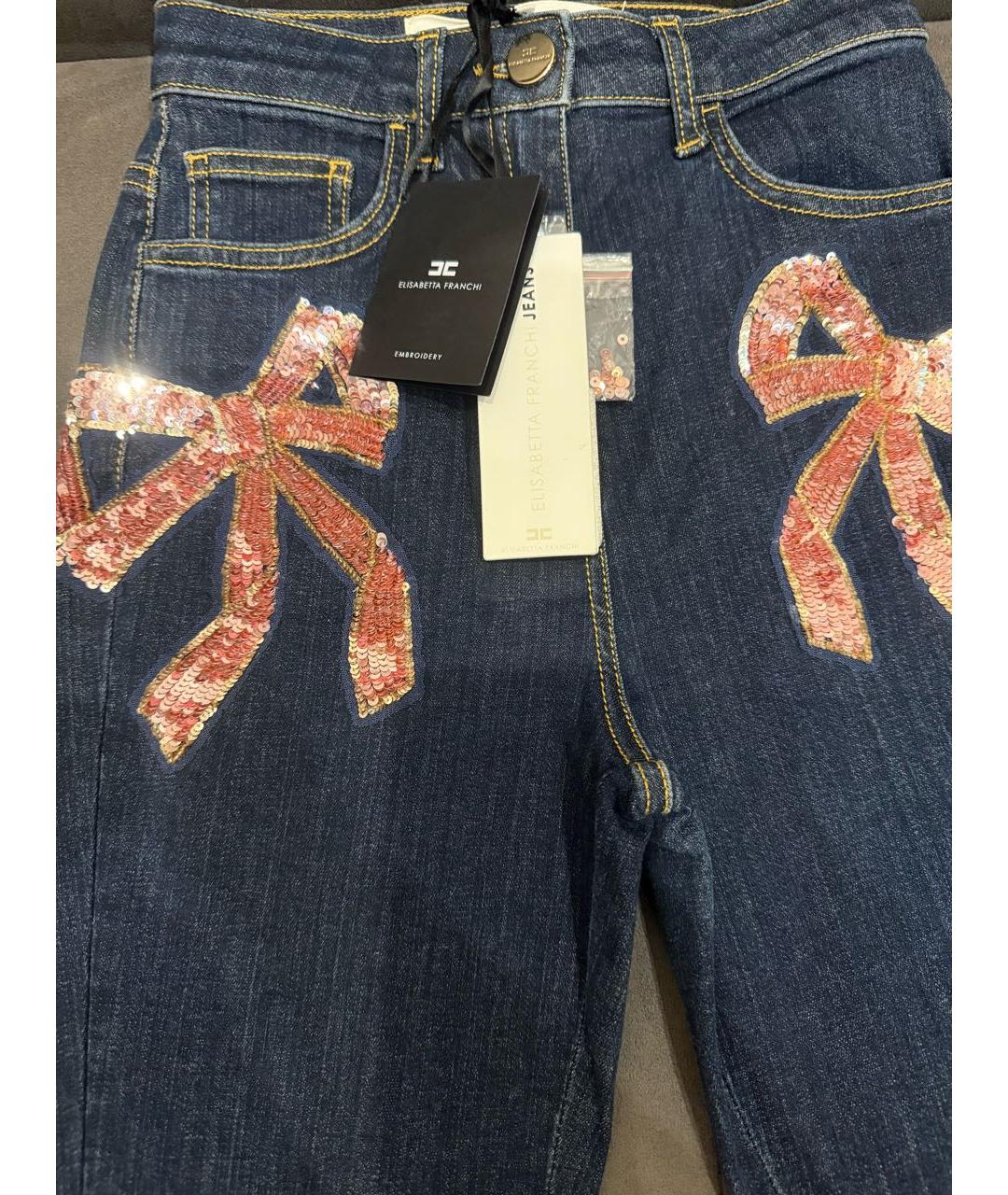 ELISABETTA FRANCHI Темно-синие хлопко-эластановые джинсы слим, фото 7