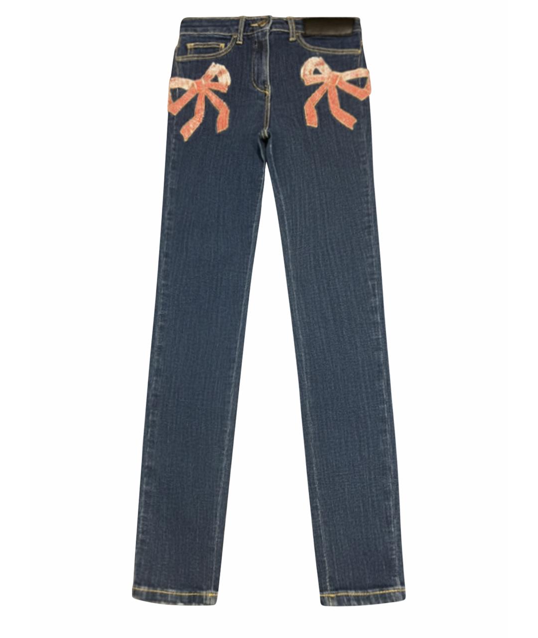 ELISABETTA FRANCHI Темно-синие хлопко-эластановые джинсы слим, фото 1