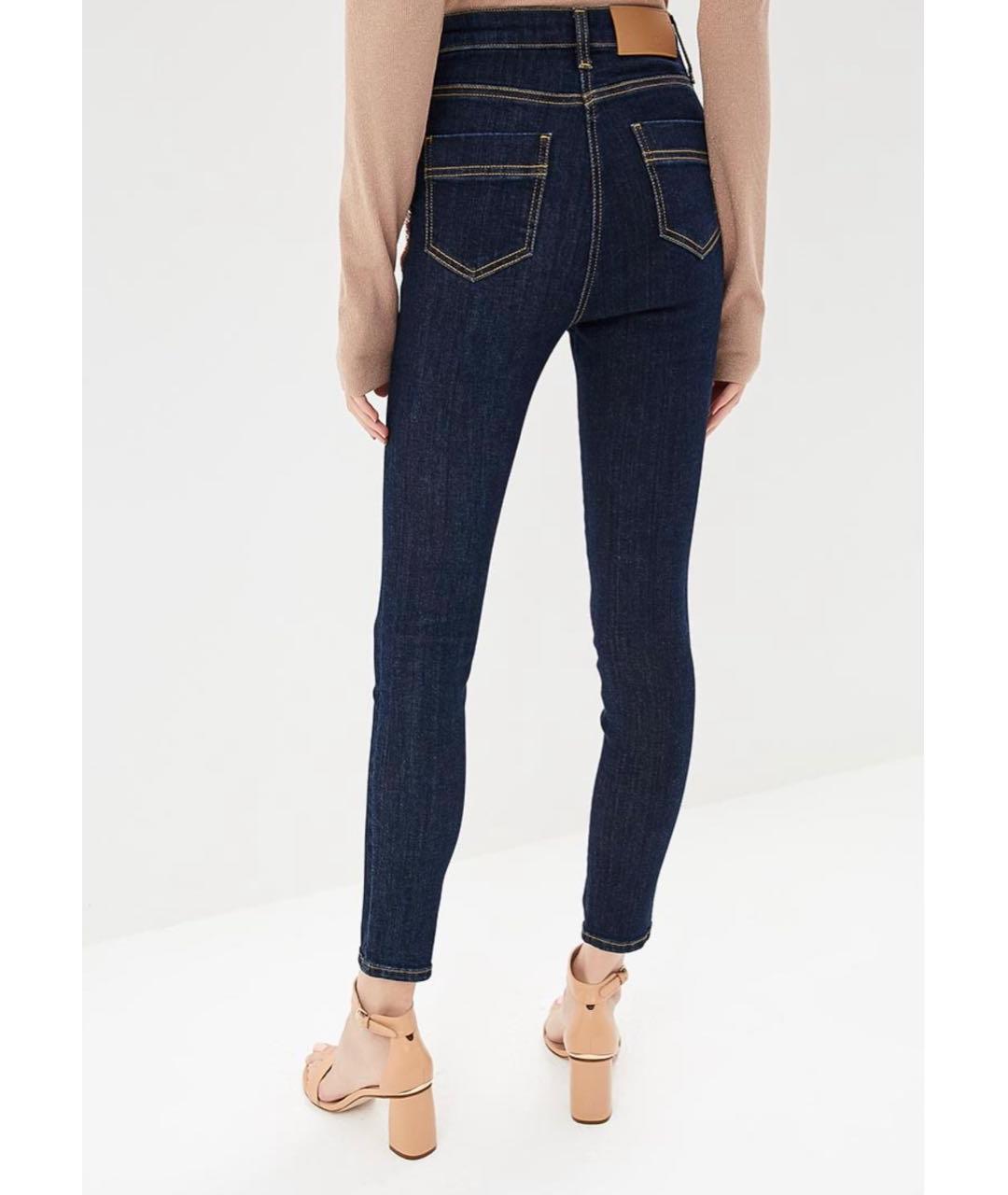 ELISABETTA FRANCHI Темно-синие хлопко-эластановые джинсы слим, фото 3