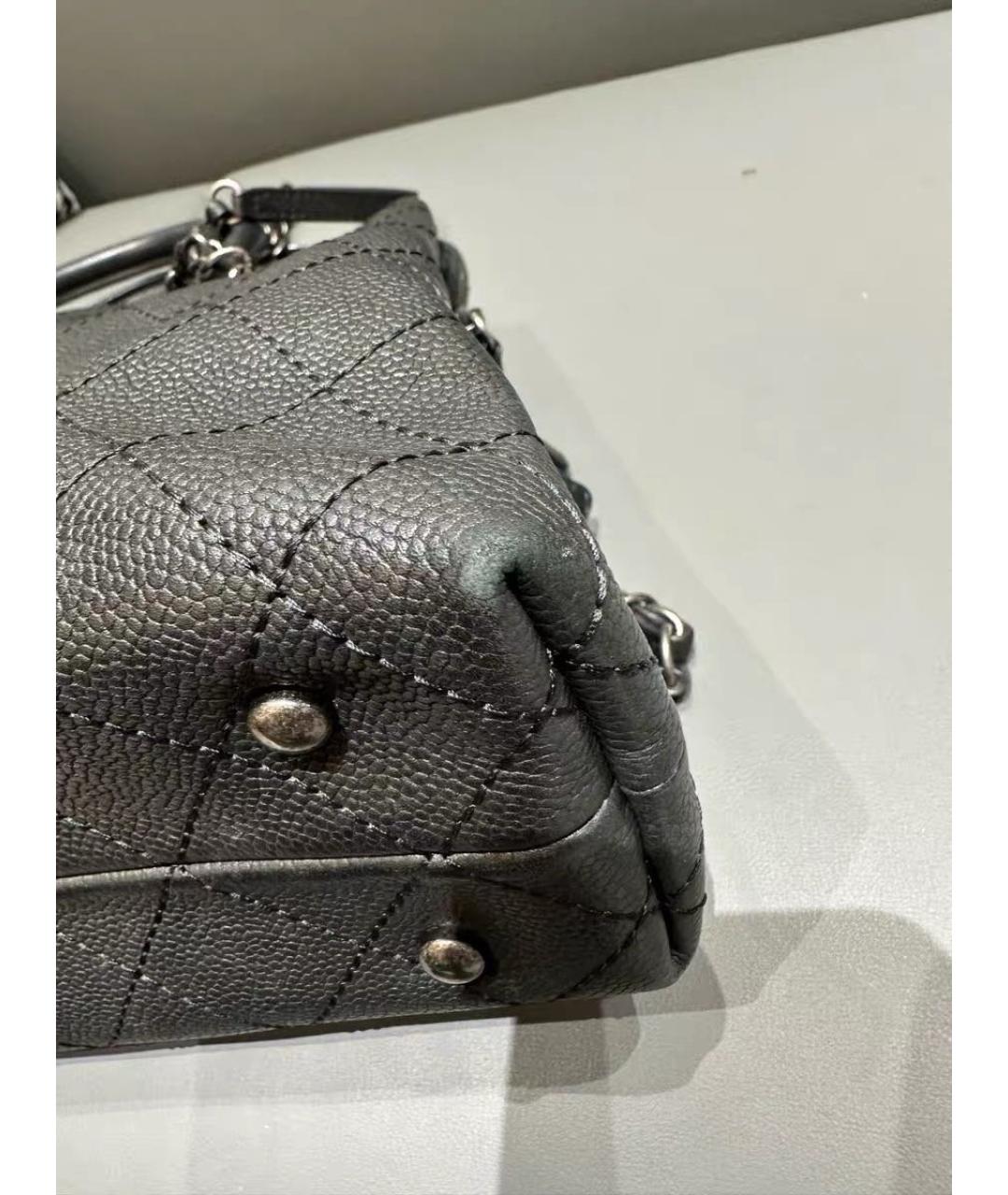 CHANEL Черная кожаная сумка с короткими ручками, фото 7