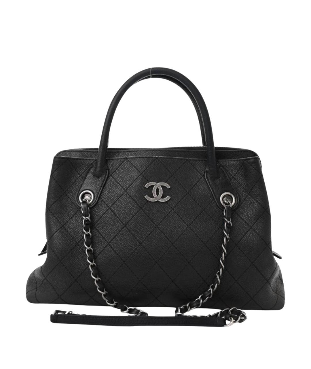 CHANEL Черная кожаная сумка с короткими ручками, фото 1