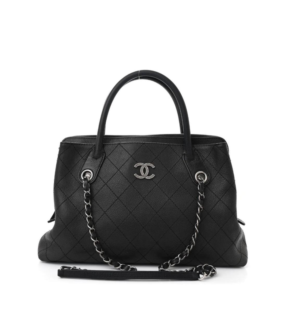 CHANEL Черная кожаная сумка с короткими ручками, фото 9