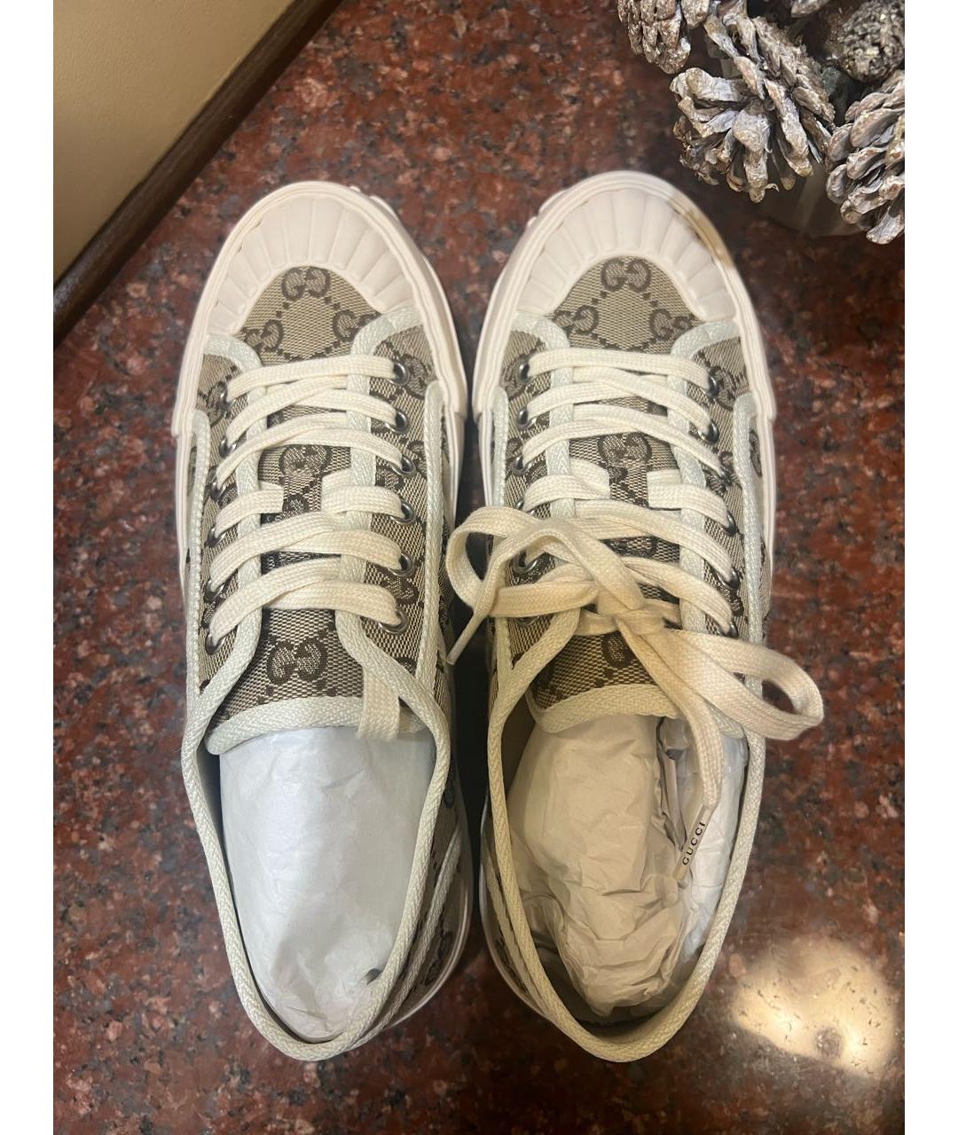 GUCCI Бежевые текстильные кеды, фото 3