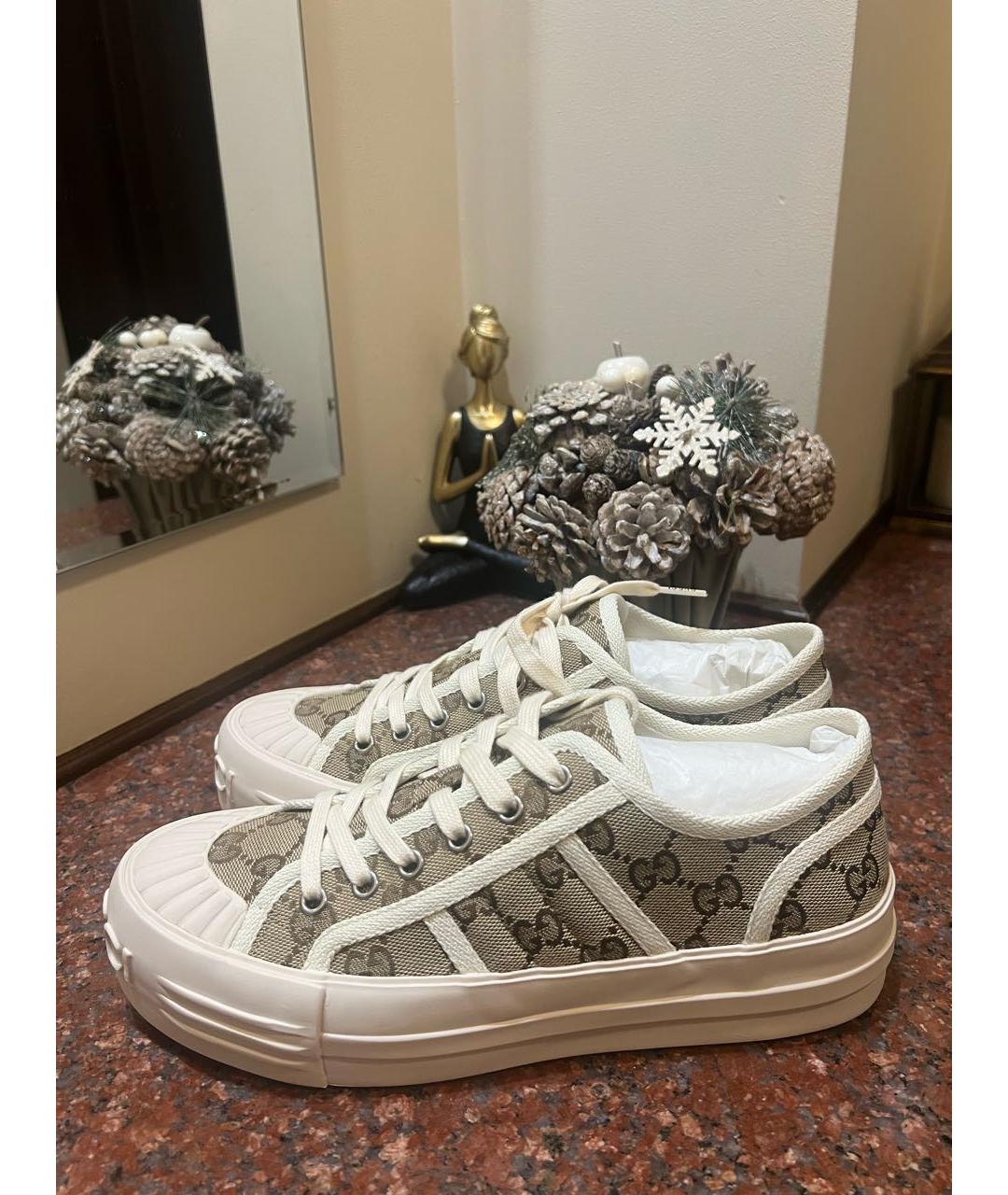 GUCCI Бежевые текстильные кеды, фото 5