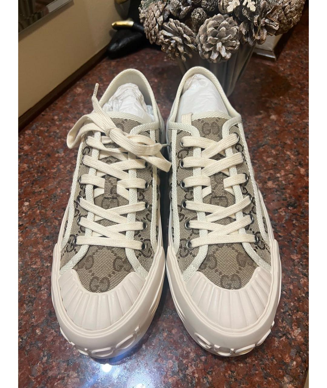 GUCCI Бежевые текстильные кеды, фото 2