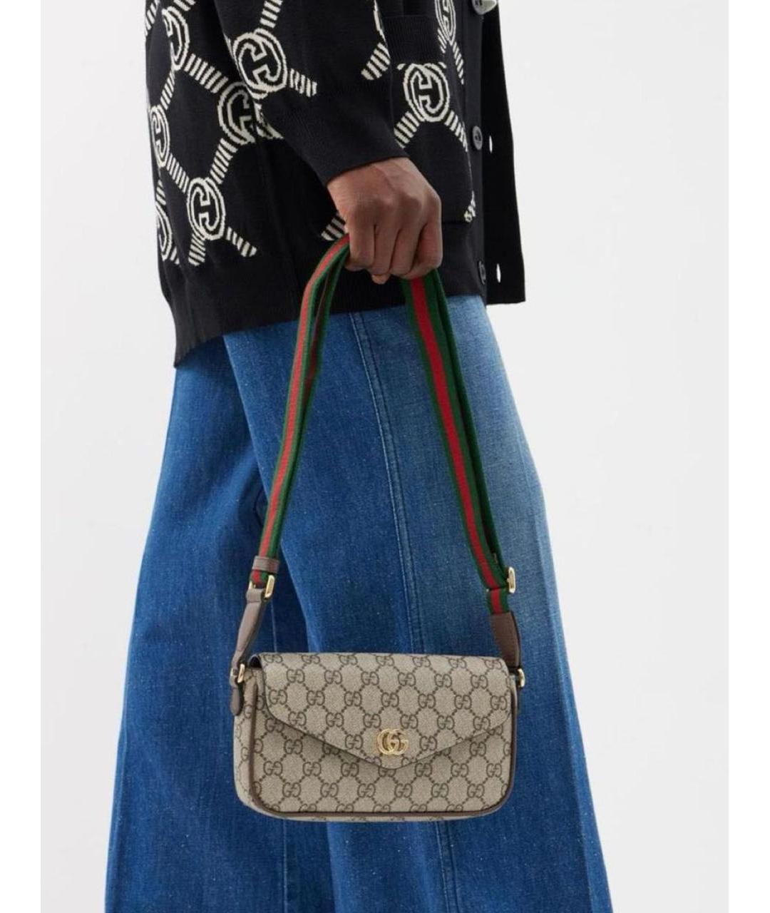 GUCCI Бежевая кожаная сумка через плечо, фото 6