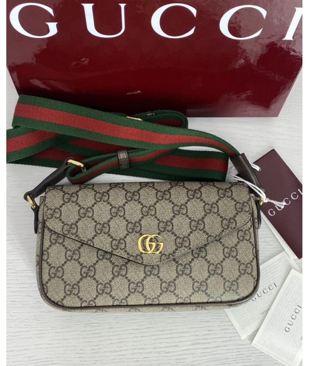 GUCCI Бежевая кожаная сумка через плечо, фото 5