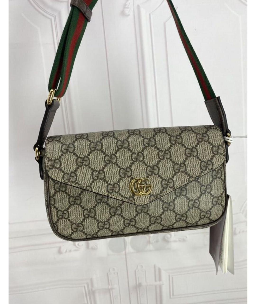 GUCCI Бежевая кожаная сумка через плечо, фото 2