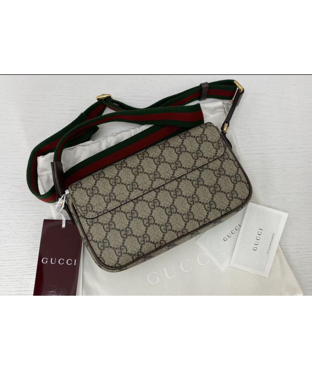 GUCCI Бежевая кожаная сумка через плечо, фото 3