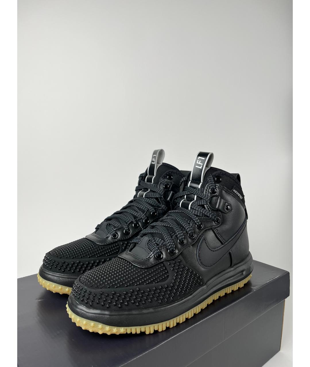 NIKE Черные кожаные высокие кроссовки / кеды, фото 2